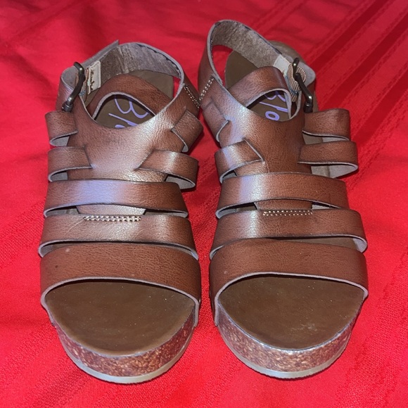Brown Strappy Platform Wedges - Picture 5 of 12